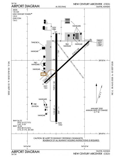 KIXD airport diagram — runways, taxiways and ramp layout