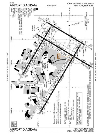 KJFK airport diagram — runways, taxiways and ramp layout