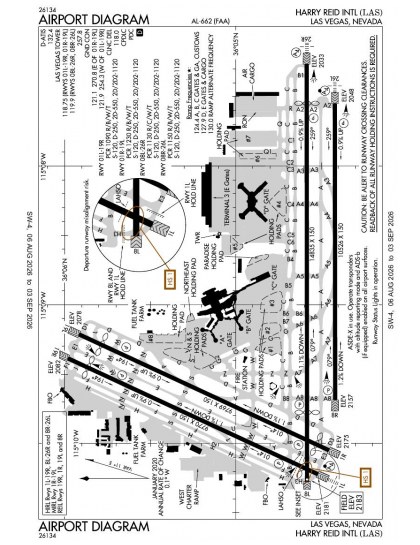 KLAS airport diagram — runways, taxiways and ramp layout