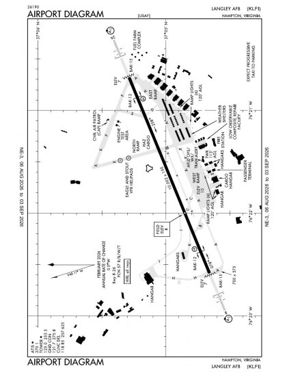 KLFI airport diagram — runways, taxiways and ramp layout