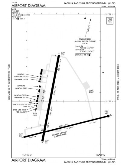 KLGF airport diagram — runways, taxiways and ramp layout