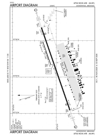 KLRF airport diagram — runways, taxiways and ramp layout