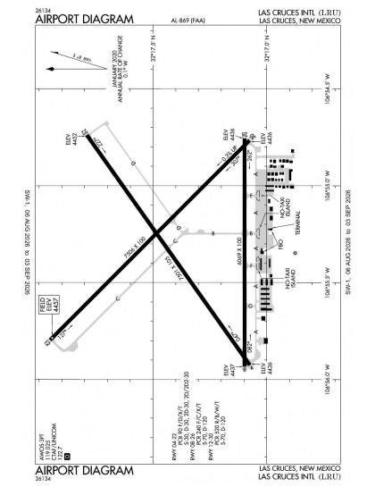 KLRU airport diagram — runways, taxiways and ramp layout