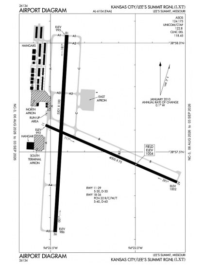 KLXT airport diagram — runways, taxiways and ramp layout