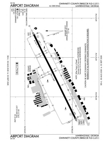 KLZU airport diagram — runways, taxiways and ramp layout