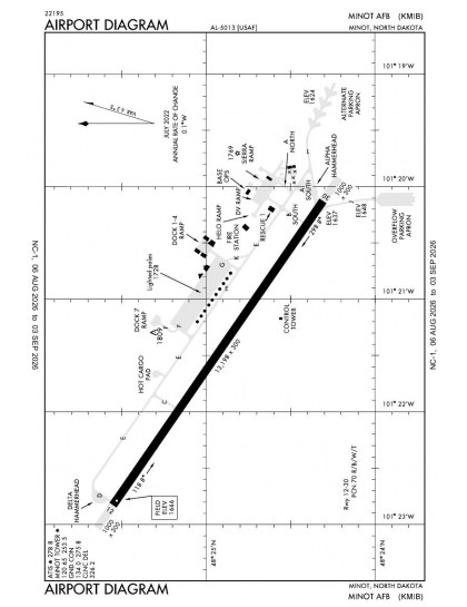 KMIB airport diagram — runways, taxiways and ramp layout