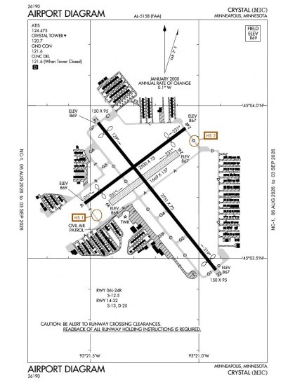 KMIC airport diagram — runways, taxiways and ramp layout