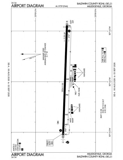 KMLJ airport diagram — runways, taxiways and ramp layout