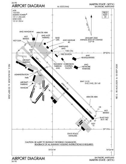 KMTN airport diagram — runways, taxiways and ramp layout