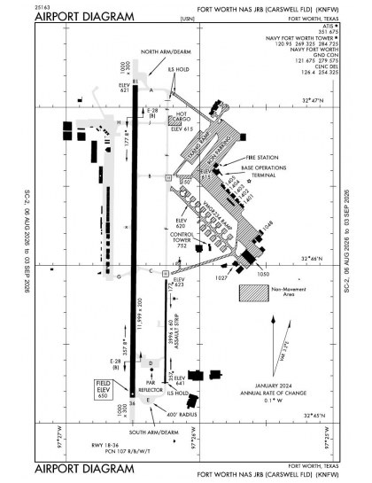 KNFW airport diagram — runways, taxiways and ramp layout
