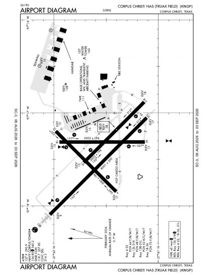KNGP airport diagram — runways, taxiways and ramp layout
