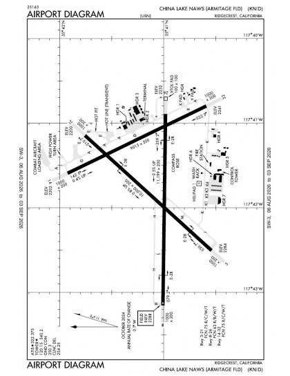 KNID airport diagram — runways, taxiways and ramp layout