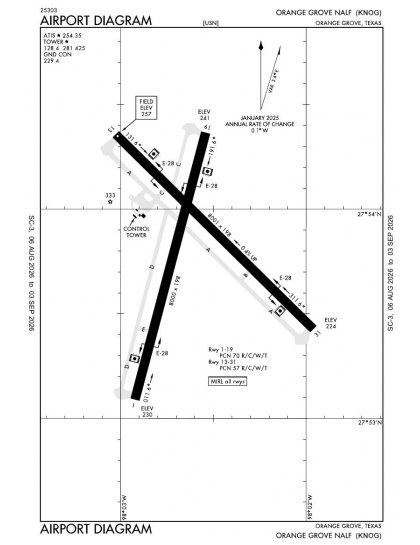 KNOG airport diagram — runways, taxiways and ramp layout