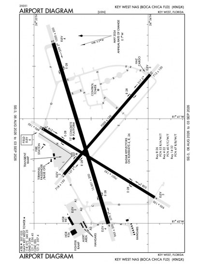 KNQX airport diagram — runways, taxiways and ramp layout