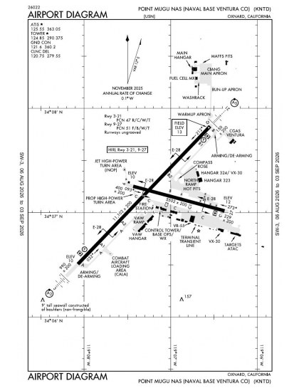 KNTD airport diagram — runways, taxiways and ramp layout