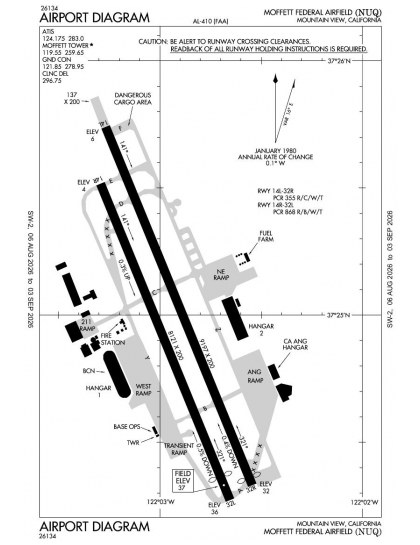 KNUQ airport diagram — runways, taxiways and ramp layout