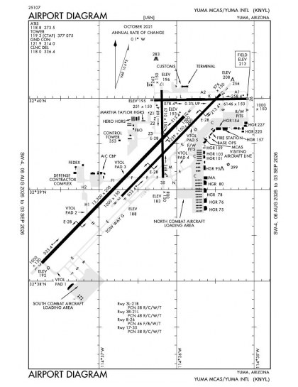 KNYL airport diagram — runways, taxiways and ramp layout