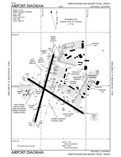 KNZY airport diagram — runways, taxiways and ramp layout