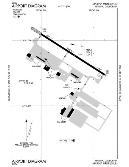 KOAR airport diagram — runways, taxiways and ramp layout