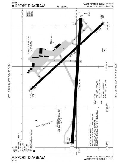 KORH airport diagram — runways, taxiways and ramp layout