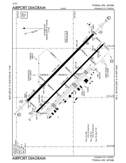 KPAM airport diagram — runways, taxiways and ramp layout