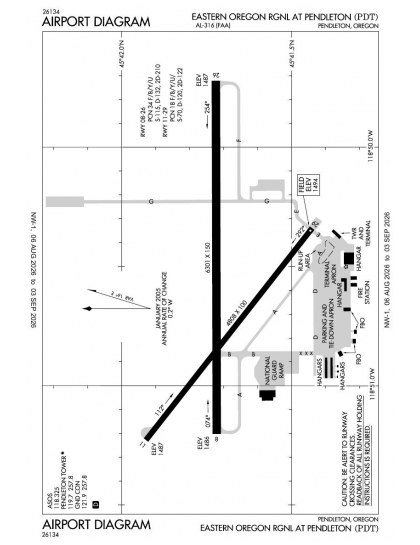 KPDT airport diagram — runways, taxiways and ramp layout