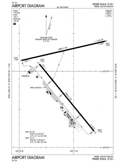 KPIR airport diagram — runways, taxiways and ramp layout