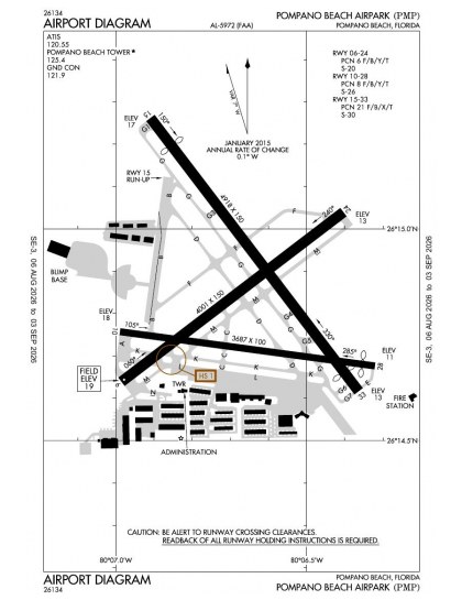 KPMP airport diagram — runways, taxiways and ramp layout