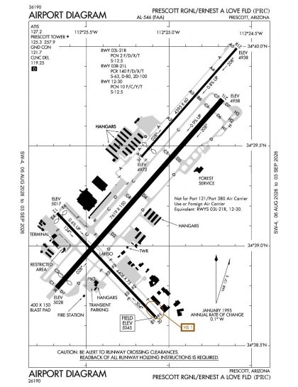 KPRC airport diagram — runways, taxiways and ramp layout