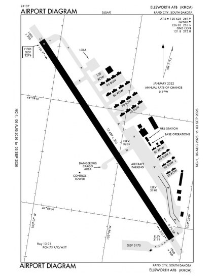KRCA airport diagram — runways, taxiways and ramp layout