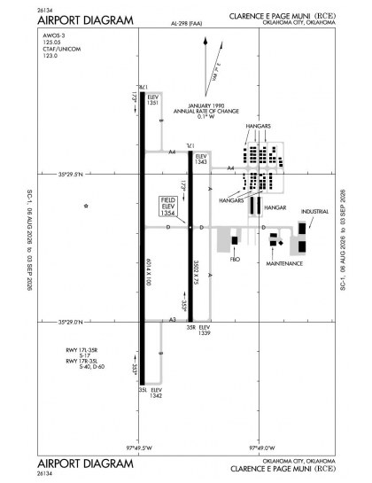 KRCE airport diagram — runways, taxiways and ramp layout