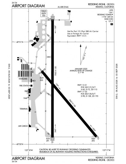 KRDD airport diagram — runways, taxiways and ramp layout