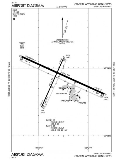 KRIW airport diagram — runways, taxiways and ramp layout