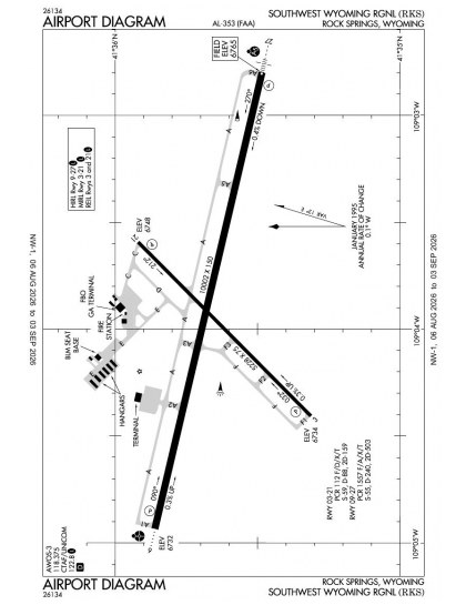 KRKS airport diagram — runways, taxiways and ramp layout