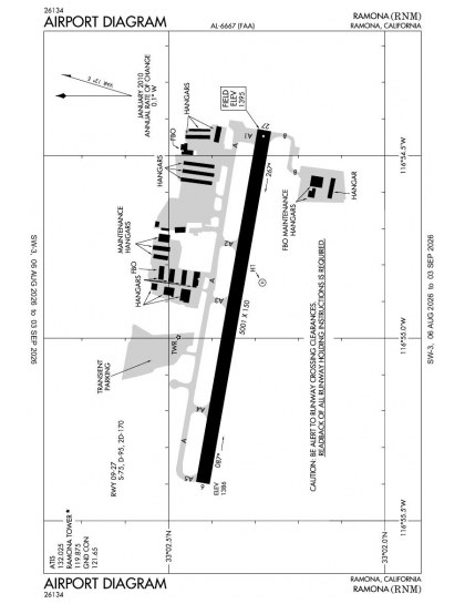 KRNM airport diagram — runways, taxiways and ramp layout