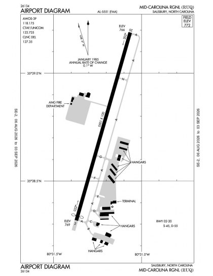 KRUQ airport diagram — runways, taxiways and ramp layout