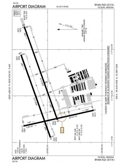KRYN airport diagram — runways, taxiways and ramp layout