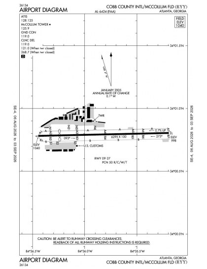 KRYY airport diagram — runways, taxiways and ramp layout