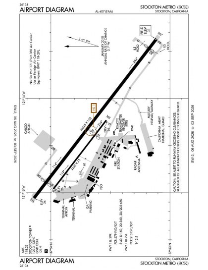 KSCK airport diagram — runways, taxiways and ramp layout