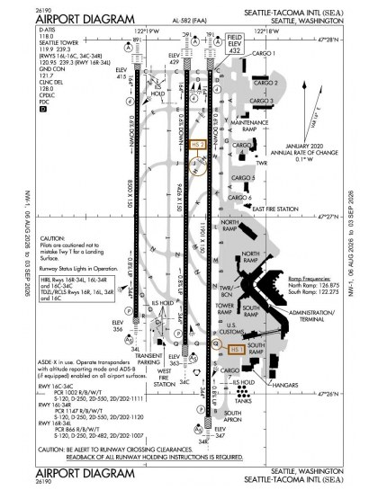 KSEA airport diagram — runways, taxiways and ramp layout