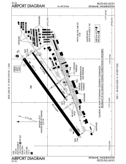 KSFF airport diagram — runways, taxiways and ramp layout