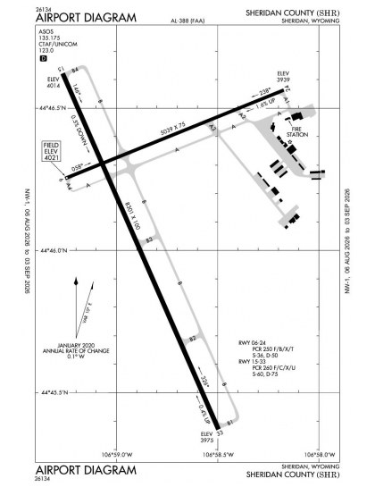 KSHR airport diagram — runways, taxiways and ramp layout
