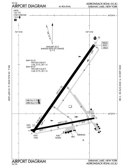 KSLK airport diagram — runways, taxiways and ramp layout