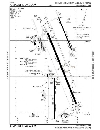 KSPS airport diagram — runways, taxiways and ramp layout