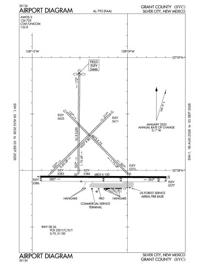 KSVC airport diagram — runways, taxiways and ramp layout