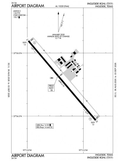 KTFP airport diagram — runways, taxiways and ramp layout
