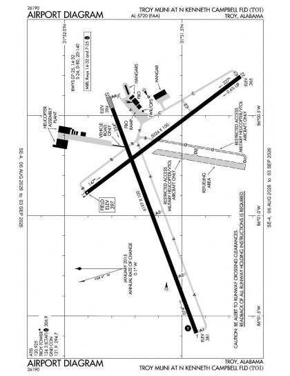 KTOI airport diagram — runways, taxiways and ramp layout