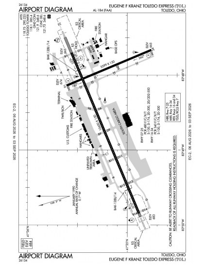 KTOL airport diagram — runways, taxiways and ramp layout
