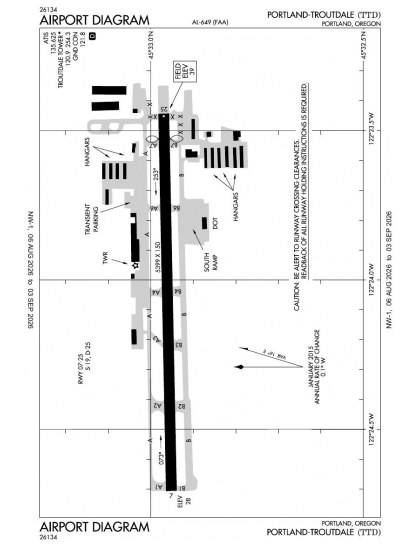 KTTD airport diagram — runways, taxiways and ramp layout