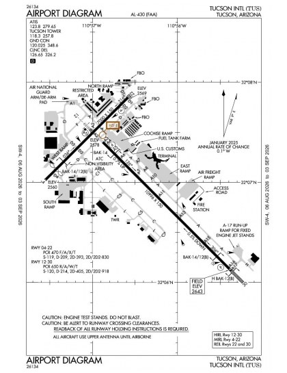 KTUS airport diagram — runways, taxiways and ramp layout